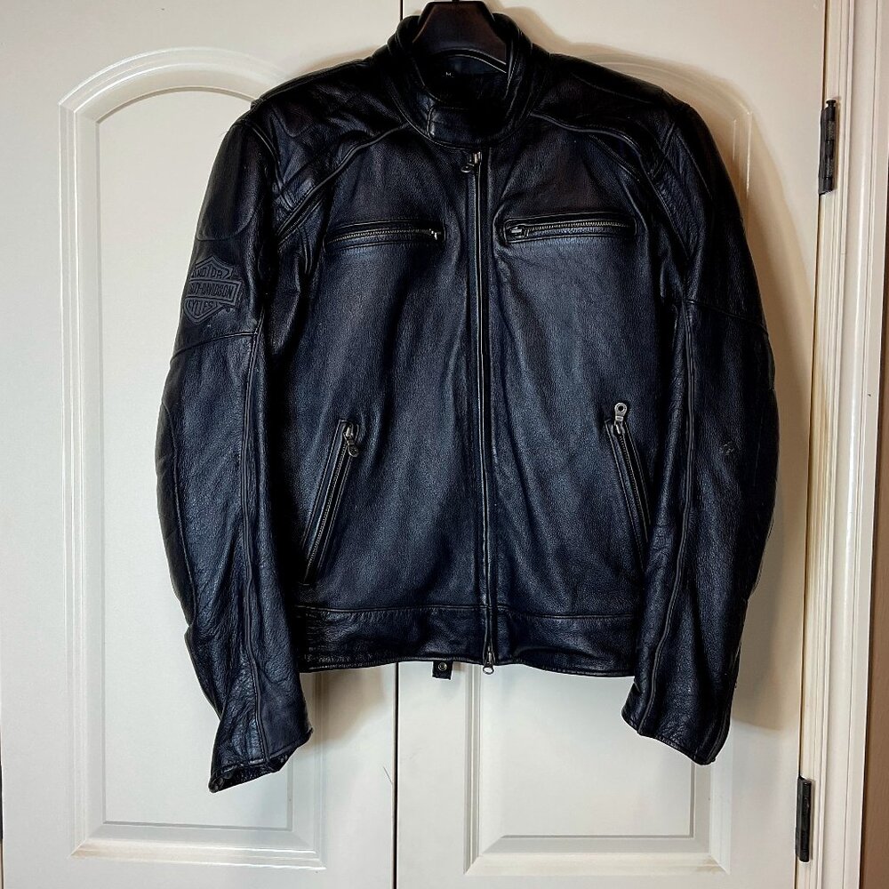 Harley Davidson Embossed, Black,  Leather Jacket, Size M